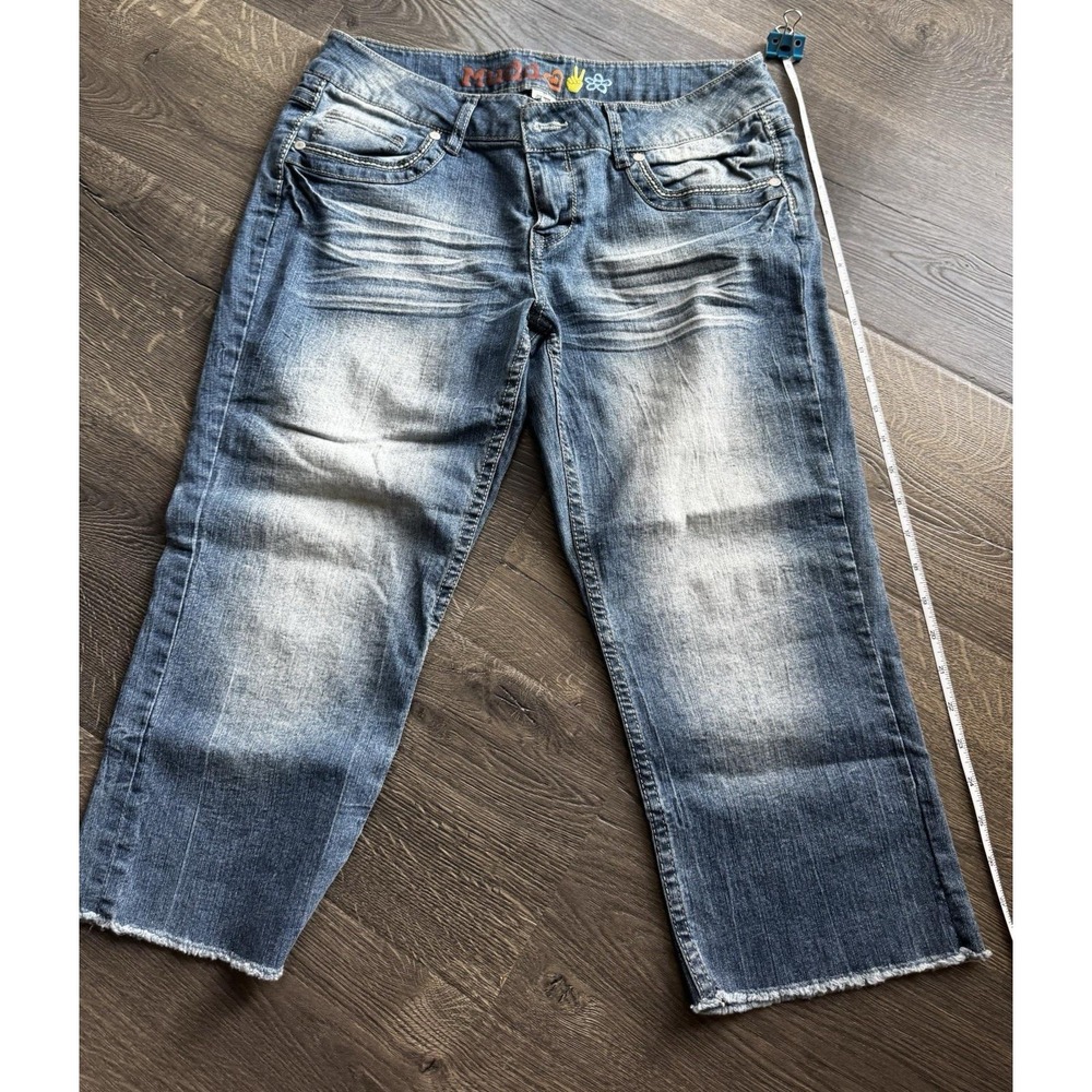 Vintage Y2K MUDD Denim Capris Women's 11 W Fringe Hem 2000s